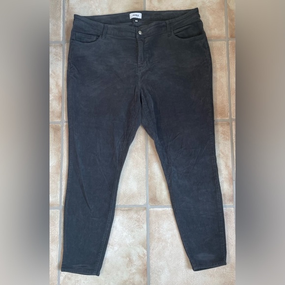 PISTOLA Dark Gray Corduroy High Waist Tapered Skinny Leg; size 16W - Picture 1 of 7